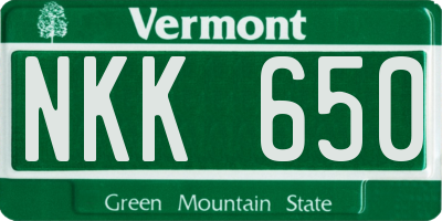 VT license plate NKK650