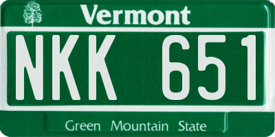 VT license plate NKK651