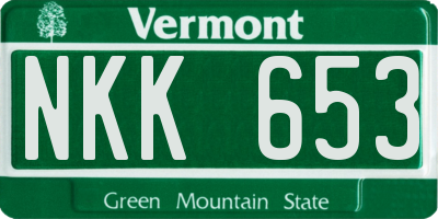 VT license plate NKK653