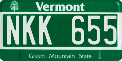 VT license plate NKK655