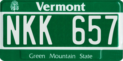 VT license plate NKK657