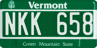 VT license plate NKK658
