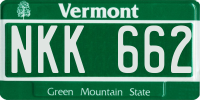 VT license plate NKK662