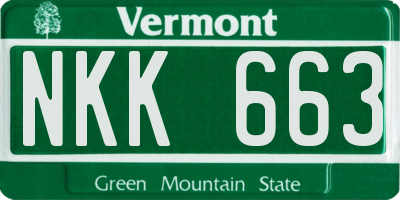 VT license plate NKK663