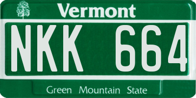 VT license plate NKK664