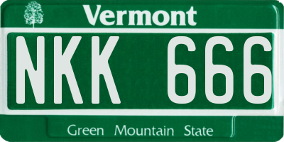 VT license plate NKK666