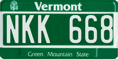 VT license plate NKK668