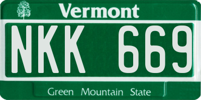 VT license plate NKK669
