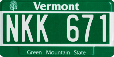 VT license plate NKK671