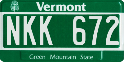 VT license plate NKK672