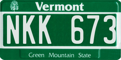 VT license plate NKK673