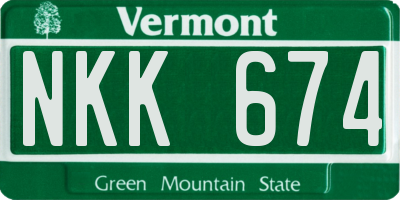 VT license plate NKK674