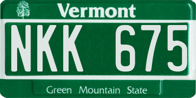 VT license plate NKK675