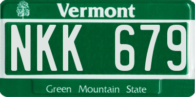 VT license plate NKK679