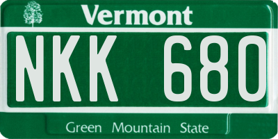 VT license plate NKK680
