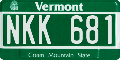 VT license plate NKK681