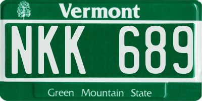 VT license plate NKK689