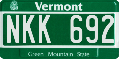 VT license plate NKK692