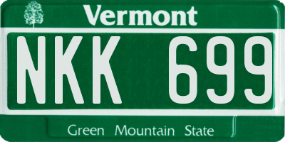 VT license plate NKK699