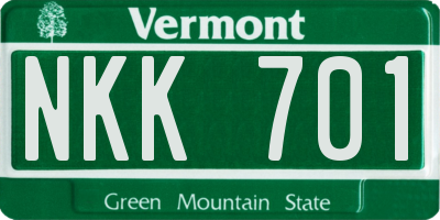 VT license plate NKK701