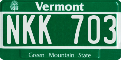VT license plate NKK703