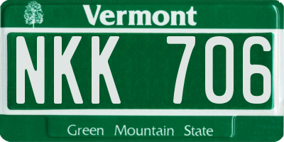 VT license plate NKK706
