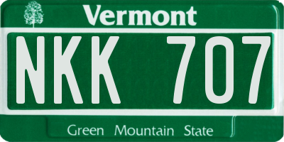 VT license plate NKK707
