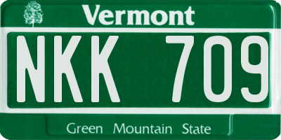 VT license plate NKK709