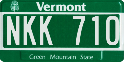 VT license plate NKK710