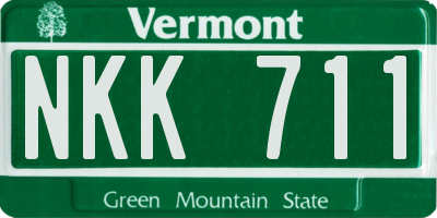 VT license plate NKK711