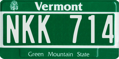 VT license plate NKK714