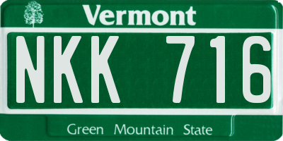 VT license plate NKK716