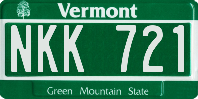 VT license plate NKK721