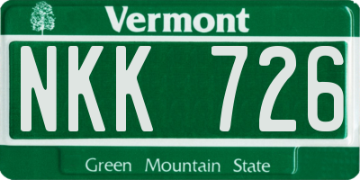 VT license plate NKK726