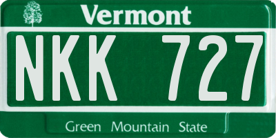 VT license plate NKK727