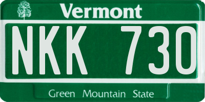 VT license plate NKK730