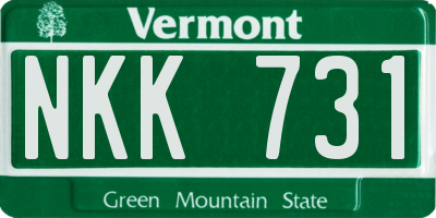 VT license plate NKK731