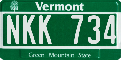 VT license plate NKK734