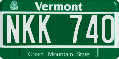 VT license plate NKK740