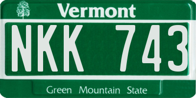 VT license plate NKK743