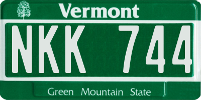 VT license plate NKK744