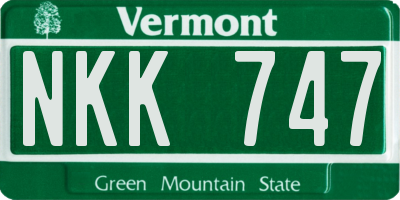 VT license plate NKK747