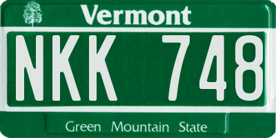 VT license plate NKK748