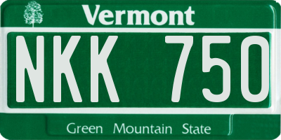 VT license plate NKK750