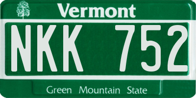 VT license plate NKK752
