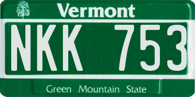 VT license plate NKK753