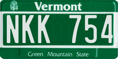 VT license plate NKK754