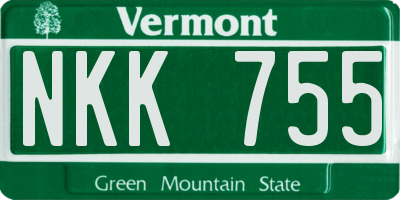 VT license plate NKK755