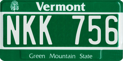 VT license plate NKK756