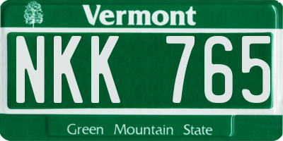 VT license plate NKK765
